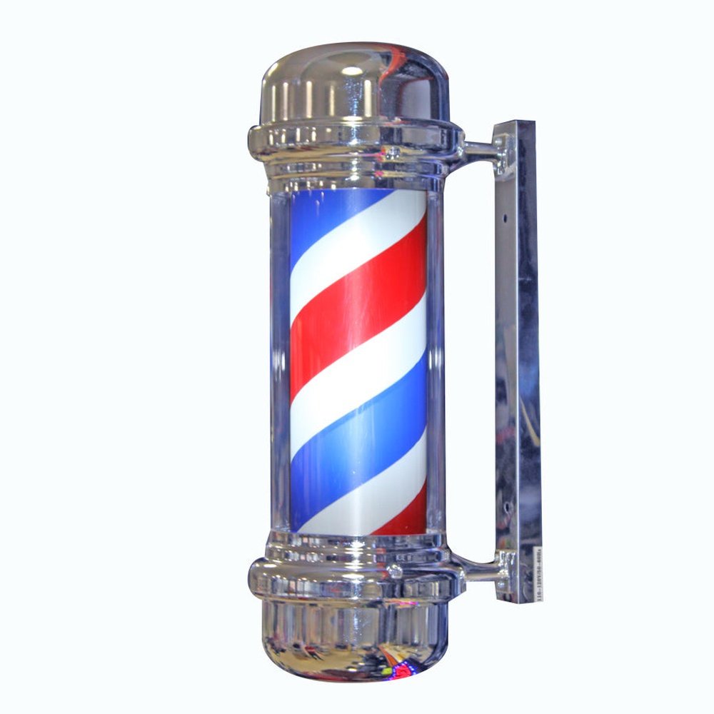 Barber Pole Rotating silver caps