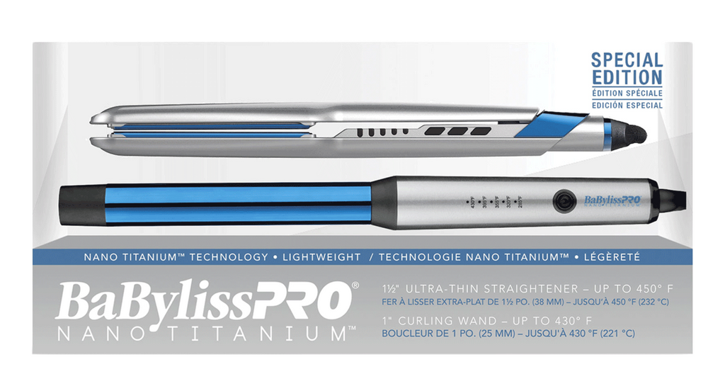BabylissPro Nano Titanium Combo Ultra Thin Flat Iron/ Curling Wand **