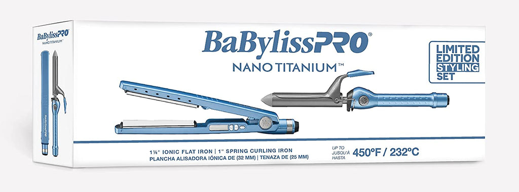 BabylissPro Nano Titanium Flat Curling Iron Prepack Iron/ Spring