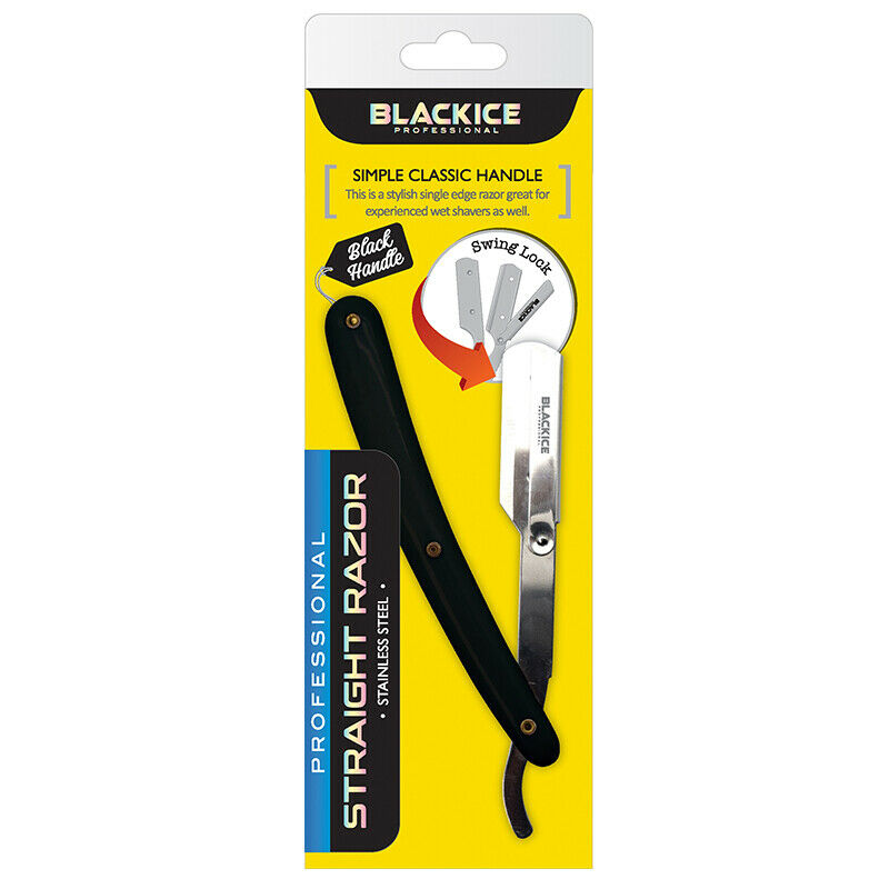 Black Ice Swing Lock Straight Razor Plastic Handle