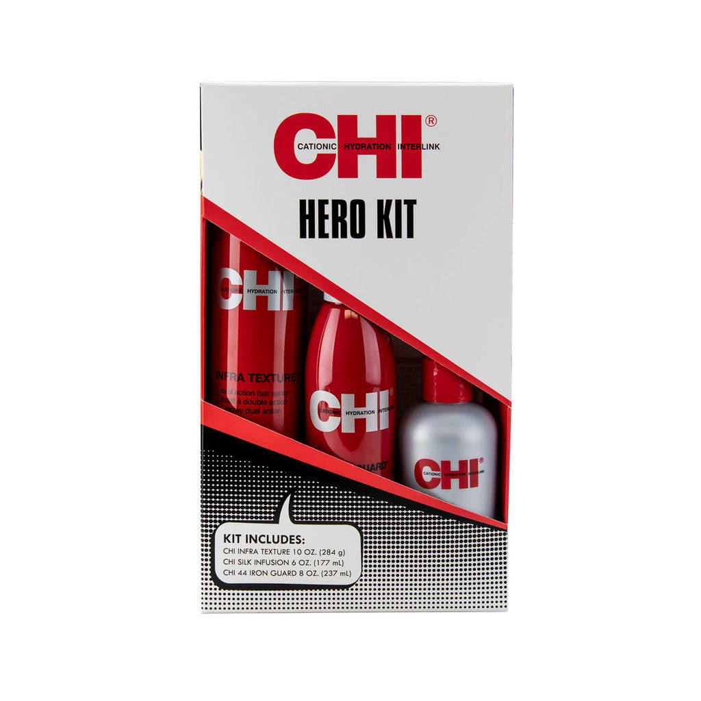 CHI Hero Kit oz Silk Infusion, Iron Guard Infra Texture Spray