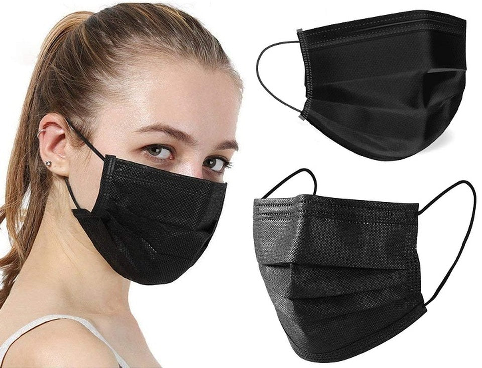 Health Black Disposable Face Mask pk.