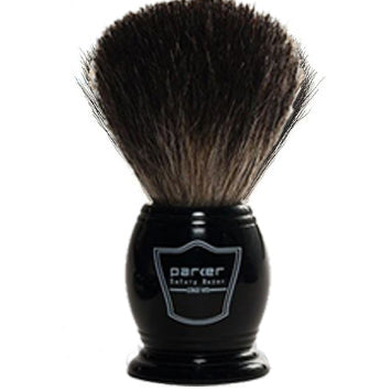 Parker Black Badger Bristle Shaving Brush Blk Resin Handle w/Free Stand