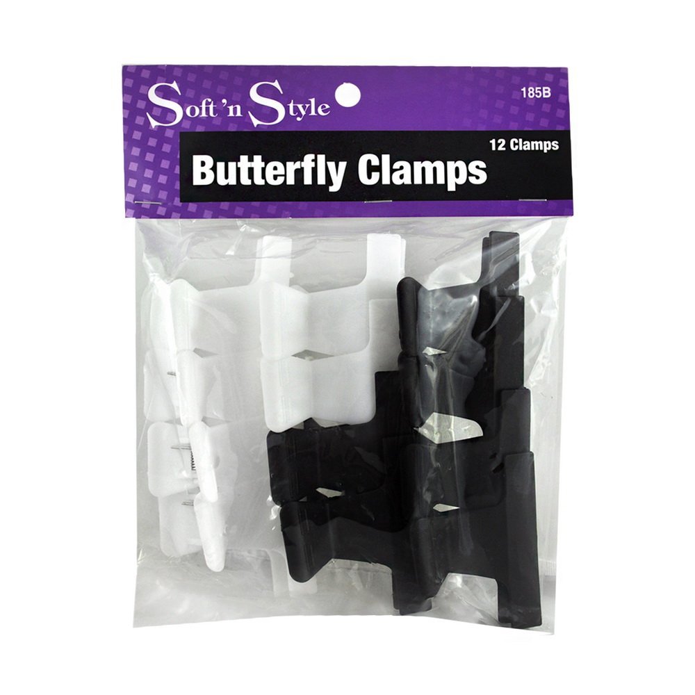 Soft 'n Style Butterfly Clamps Black/White pk