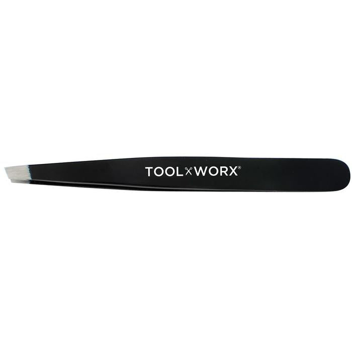 Toolworx Pro Grip Slanted Tweezer Black Onyx