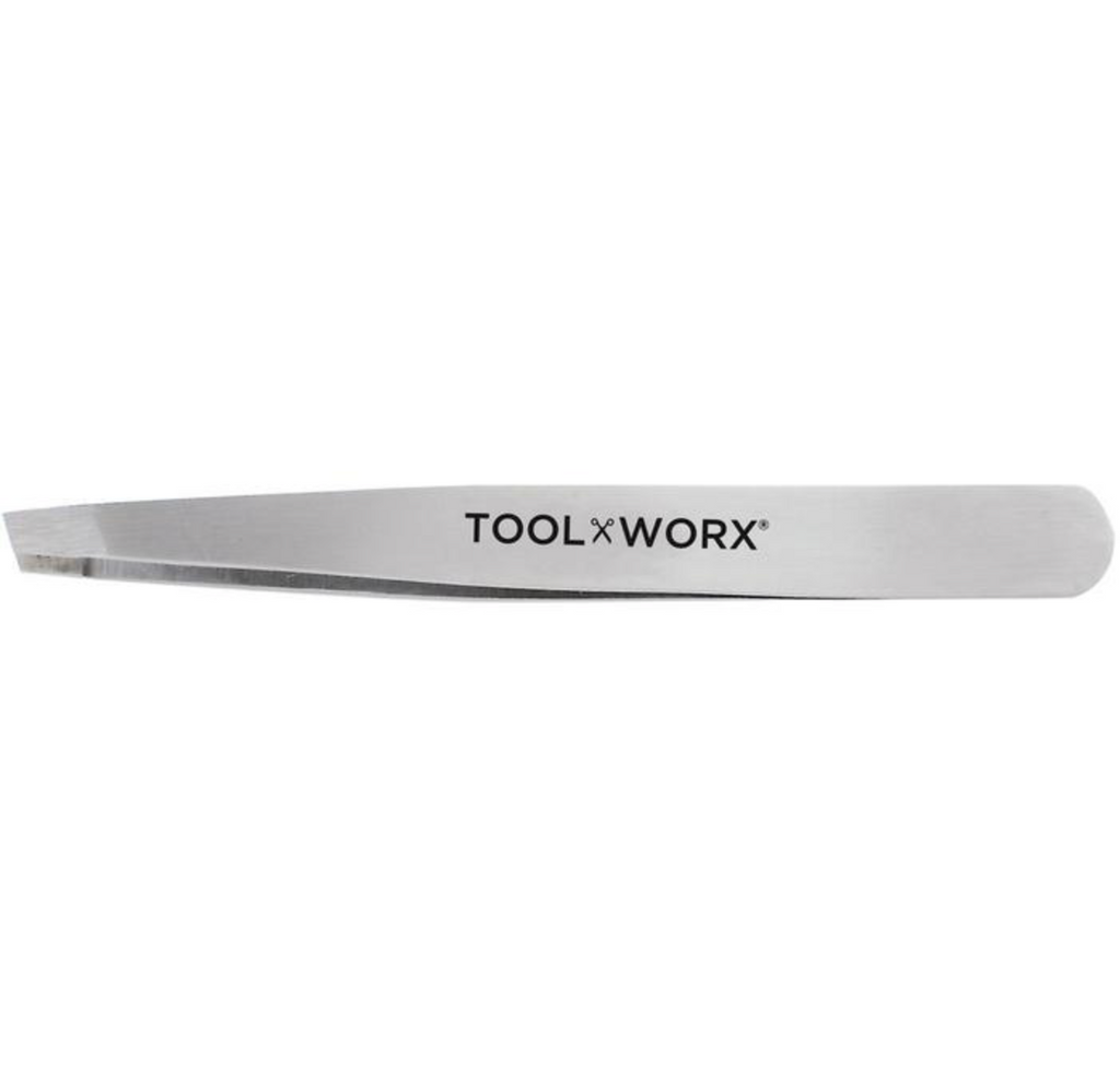 Toolworx Pro Grip Slanted Tweezer Silver