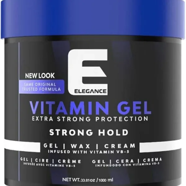 Elegance Vitamin Strong Hold Hair Gel 33.81oz/1000ml - Professional Barber & Salon Supplies