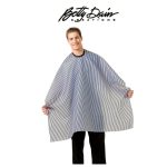 Betty Dain Seersucker Barber Cape White/Navy Srtipes