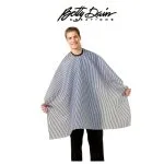 Betty Dain Seersucker Barber Cape White/Navy Srtipes