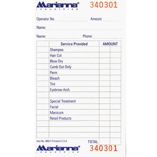 Marianna Receipt Check Pads
