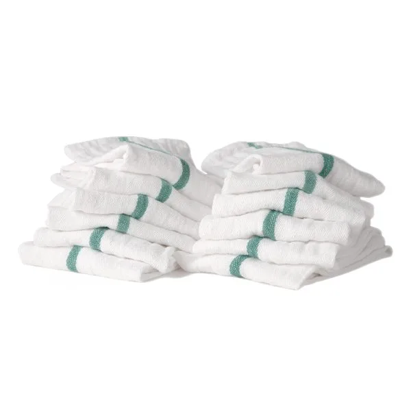 Partex Bleach Guard Barber Towels pk Green Stripe/Heavy