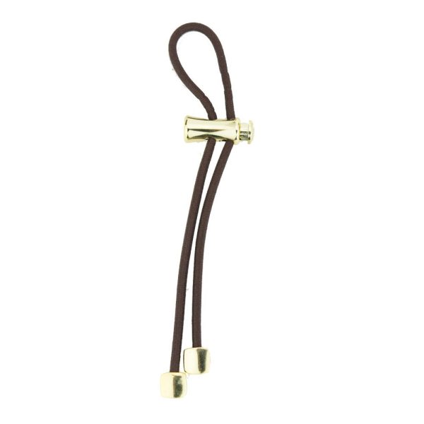 Pulleez Sliding Ponytail Holder Brown Cord/Gold Knot