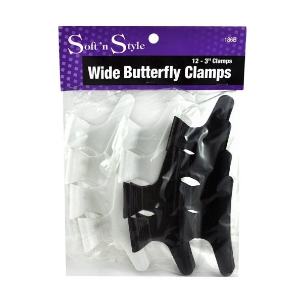 Soft 'n Style Butterfly Clamps Black/White pk