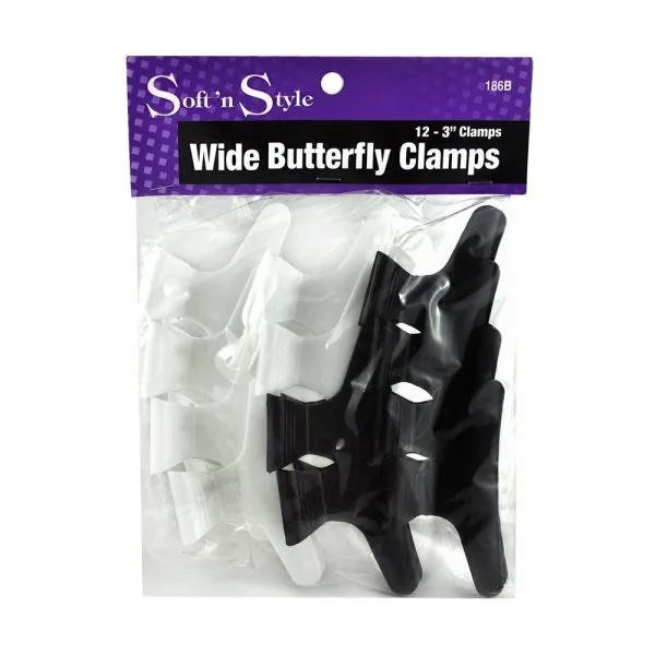 Soft 'n Style Butterfly Clamps Black/White pk