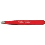 Toolworx Pro Grip Slanted Tweezer Rocket Red