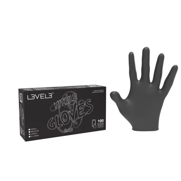 L3VEL 3 Nitrile Gloves Black 100ct. - MPN 7396330307746 - Wholesale Salon Supply