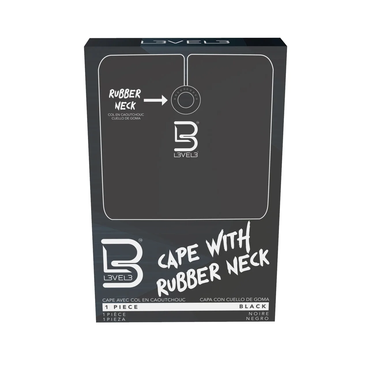 VEL_Rubber_Neck_Cutting_Cape_Black_0 L3VEL 3 Rubber Neck Cutting Cape - Black - MPN LEV25149 - Wholesale Salon Supply