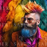 SER00004 Man Beard Colorful Poster #4