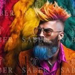 SER00004 Man Beard Colorful Poster #4