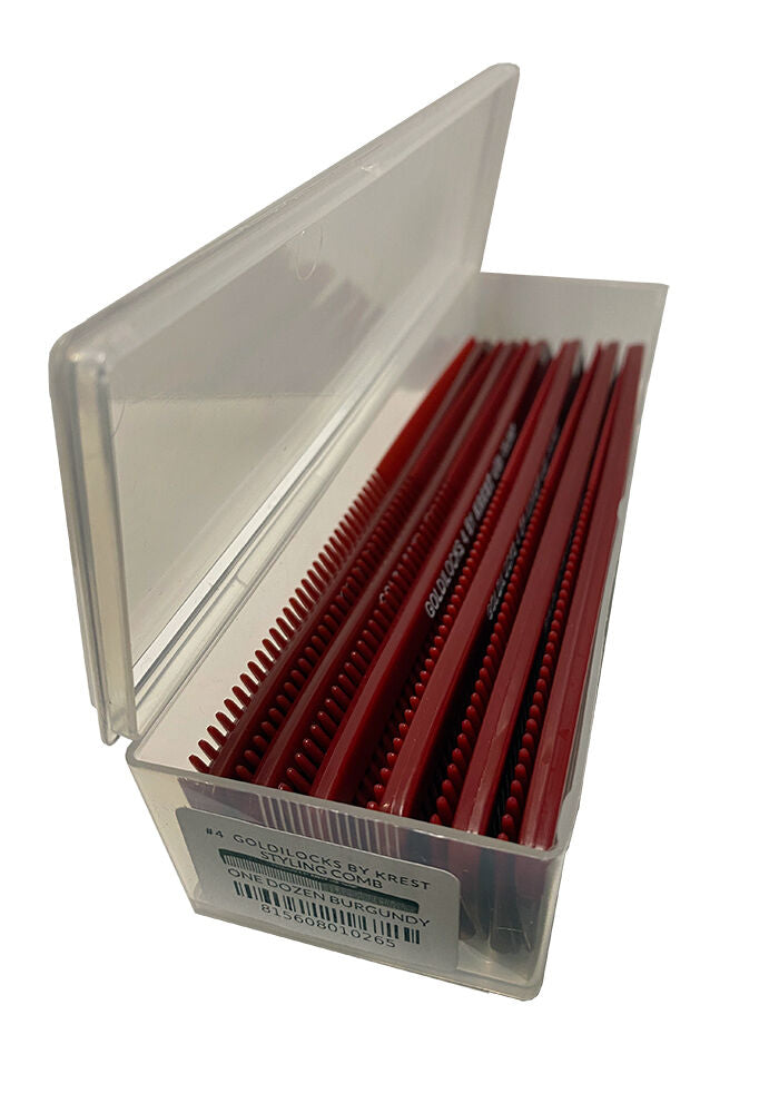 image_ed55a8ab-4218-44eb-b9da-0cb6ac0f5403 Krest Goldilocks Professional Combs #4 7" All Purpose Styler 1dz. Burgundy - Image 1