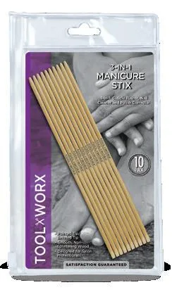 Toolworx 3 in 1 Manicure Stix 6" 10pk
